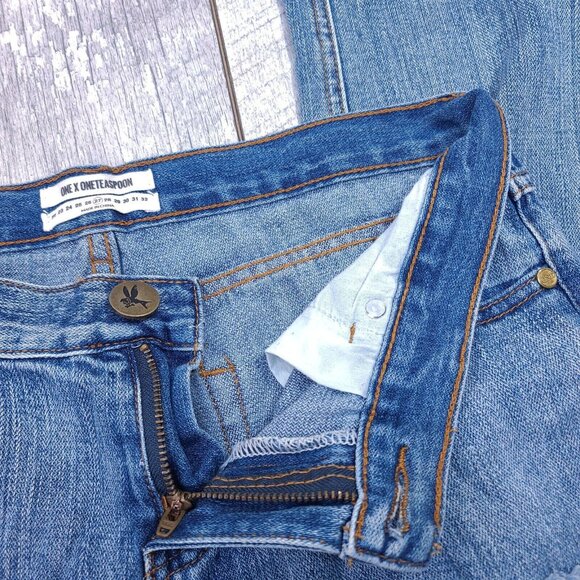 One X Teaspoon Womens Awesome Baggy Relaxed Jeans 27x30 Blue Distressed Pants - Picture 5 of 7